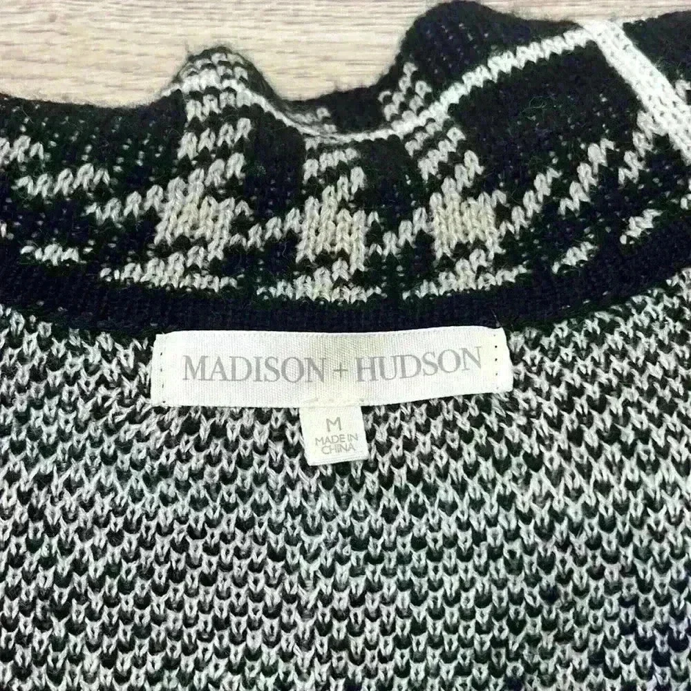 Madison + Hudson Black Plaid Jacket Sweater Size M